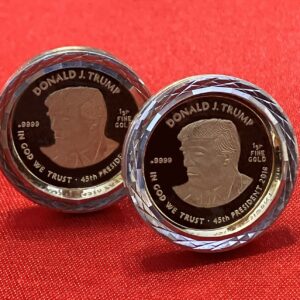 Trump Gold Cufflinks ~ 22mm, 2x 1g gold coins