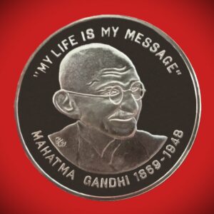 Gandhi - 38mm, 1 oz, .9999 Fine Silver Coin